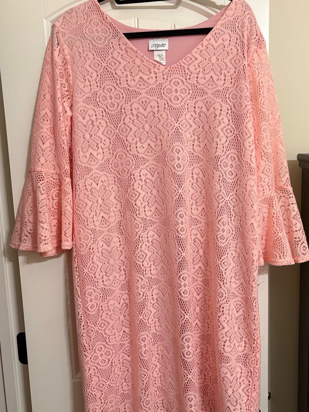 Apt. 9 Blush Pink Lace Midi Dress with Bell Sleeves